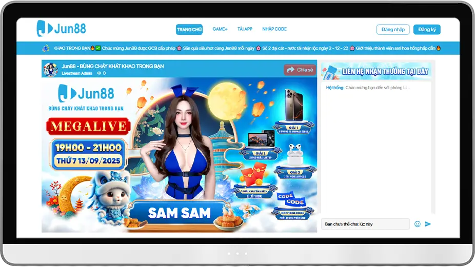 Bước 1: Truy cập https://jun88live.xyz/ » Nhấn "ĐĂNG KÝ"